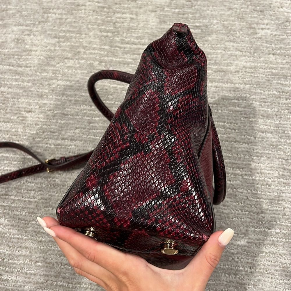 MICHAEL Michael Kors Riley Python-Embossed Satchel Bag in Merlot - Picture 4 of 16